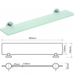 BEMETA OMEGA Üvegpolc, 600x55x130mm, króm (104102042) (XR609)