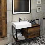 SKARA fali mosdótartó szekrény, matt fekete kerettel, 100x46,5cm, Collingwood tölgy (CG004)