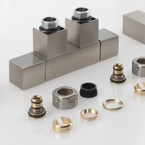 Sapho CUBE TWIN csatlakozókészlet radiátorhoz, középső bekötés, 50 mm, csiszolt inox (CP582S)