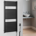 Aqualine TONDI-E elektromos fürdőszobai radiátor, 450x970 mm, 300 W, matt fekete (DE456T)
