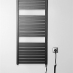 Aqualine TONDI-E elektromos fürdőszobai radiátor, 450x970 mm, 300 W, matt fekete (DE456T)