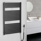 Aqualine TONDI-E elektromos fürdőszobai radiátor, 600x970 mm, 400 W, matt fekete (DE466T)