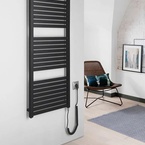 Aqualine TONDI-E elektromos fürdőszobai radiátor, 450x1330 mm, 500 W, matt fekete (DE476T)