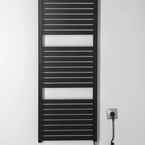 Aqualine TONDI-E elektromos fürdőszobai radiátor, 450x1330 mm, 500 W, matt fekete (DE476T)