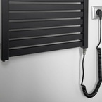 Aqualine TONDI-E elektromos fürdőszobai radiátor, 450x1330 mm, 500 W, matt fekete (DE476T)