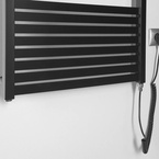Aqualine TONDI-E elektromos fürdőszobai radiátor, 600x1690 mm, 800 W, matt fekete (DE496T)