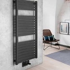 Aqualine TONDI fürdőszobai radiátor, középső bekötéssel, 450x970 mm, 415 W, matt fekete (DT456T)