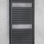 Aqualine TONDI fürdőszobai radiátor, középső bekötéssel, 450x970 mm, 415 W, matt fekete (DT456T)