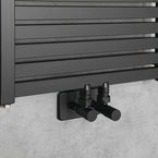 Aqualine TONDI fürdőszobai radiátor, középső bekötéssel, 450x970 mm, 415 W, matt fekete (DT456T)