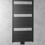 Aqualine TONDI fürdőszobai radiátor, középső bekötéssel, 600x1330 mm, 730 W, matt fekete (DT486T)