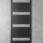 Aqualine TONDI fürdőszobai radiátor, középső bekötéssel, 600x1690 mm, 930 W, matt fekete (DT496T)