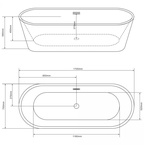 Sanotechnik RENO BLACK szabadon álló fürdőkád, fekete/fehér (G9043)