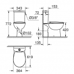 GROHE BAU CERAMIC MONOBLOKKOS WC SZETT ALPIN FEHÉR RIMLESS, SOFTCLOSE
