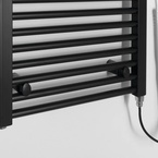 Aqualine DIRECT-E elektromos fürdőszobai radiátor fűtőpatronnal, egyenes, 450x1320 mm, 400 W, fekete (ILE34TB)