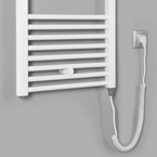 Aqualine DIRECT-E elektromos fürdőszobai radiátor fűtőpatronnal, egyenes, 450x1320 mm, 400 W, fehér (ILE34T)