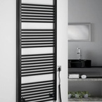 Aqualine DIRECT-E elektromos fürdőszobai radiátor fűtőpatronnal, egyenes, 600x1680 mm, 800 W, fekete (ILE66TB)