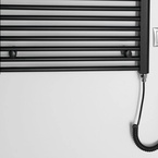 Aqualine DIRECT-E elektromos fürdőszobai radiátor fűtőpatronnal, egyenes, 600x960 mm, 400 W, fekete (ILE96TB)