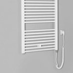 Aqualine DIRECT-E elektromos fürdőszobai radiátor fűtőpatronnal, egyenes, 600x960 mm, 400 W, fehér (ILE96T)