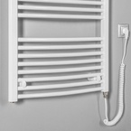 Aqualine ORBIT-E elektromos fürdőszobai radiátor fűtőpatronnal, íves, 600x1320 mm, 600 W, fehér (ILEO36T)
