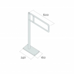 Cersanit PADLÓHOZ RÖGZÍTETT FOGANTYÚ, 60CM HOSSZÚ, ELFORDÍTHATÓ