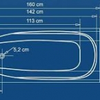 Sanotechnik LINEA testformájú fürdőkád