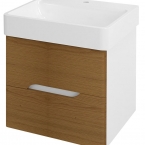 MEDINA mosdótartó szekrény, 2 fiókkal, 57x50,7x48,5cm, matt fehér/natúr tölgy (MD062)