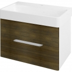 MEDINA mosdótartó szekrény, 2 fiókkal, pipererendezővel, 77x50,5x49cm, matt fehér/grafit tölgy (MD081)