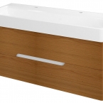 MEDINA mosdótartó szekrény, 2 fiókkal, 117x50,5x48,5cm, matt fehér/natúr tölgy (MD122)