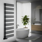 Aqualine POSEIDON fürdőszobai radiátor, 550x1740 mm, 655 W, matt fekete (PS517B)