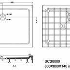 Sanotechnik SMC 80 szögletes zuhanytálca, előlappal (SCS8080)
