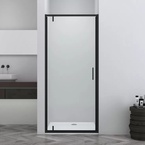 Sanotechnik SANOSLIM pivot zuhanyajtó, 80 cm, matt fekete (SLH80B)