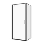 Sanotechnik SANOSLIM pivot zuhanyajtó, 80 cm, matt fekete (SLH80B)