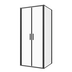 Sanotechnik SANOSLIM kétszárnyas lengőajtó, 80 cm, matt fekete (SLP80B)