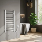 Aqualine SUPE elektromos törölközőszárító radiátor, 360x810 mm, 107 W, fehér (SU140)