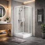 Sanotechnik Sarokkabin 2 tolóajtóval, fehér, 80 cm (TTP4080W)