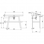 TWIGA mosdótartó asztal, 100x72x50cm, matt fekete/rusztikus dió (VC442-100-3)