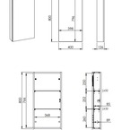AREZZO design univerzális felsőszekrény bármely modellhez 40 cm-es, 1 ajtós (12,6) mf antracit – méretrajz