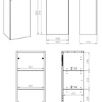 AREZZO design univerzális felsőszekrény bármely modellhez 40 cm-es, 1 ajtós (31,6) mf fekete – méretrajz