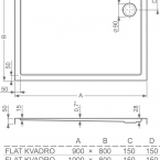 Roltechnik Flat Kvadro szimmetrikus zuhanytálca