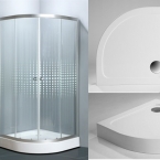 Divus íves zuhanykabin mintás üveggel ,zuhanytálcával + ajándék szifonnal