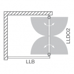 Roltechnik Lega Line LLDO2 + LLB szimmetrikus tusoló egy ajtóval és egy oldalfallal